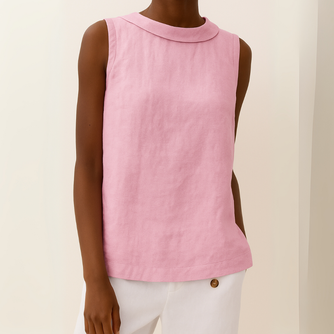 Elka | Women's Sleeveless Roll Collar Top