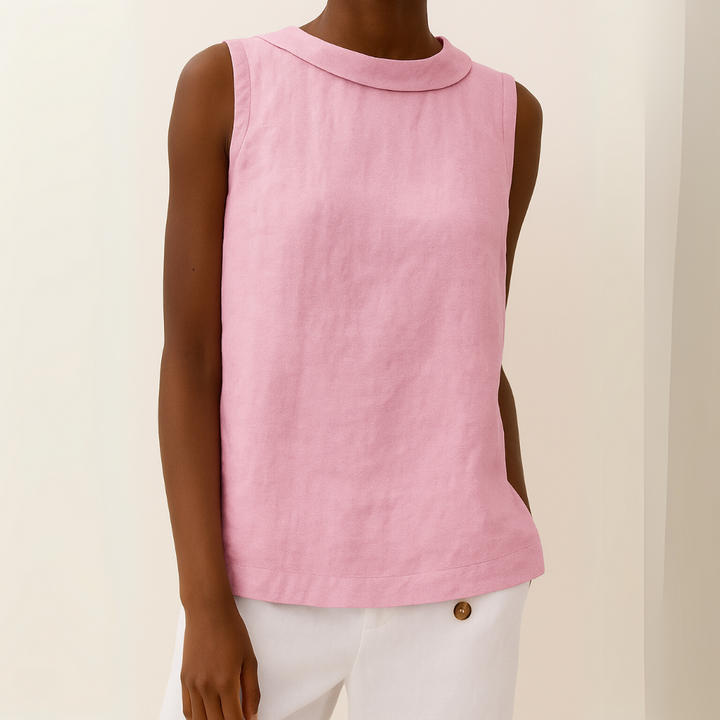 Elka | Women's Sleeveless Roll Collar Top