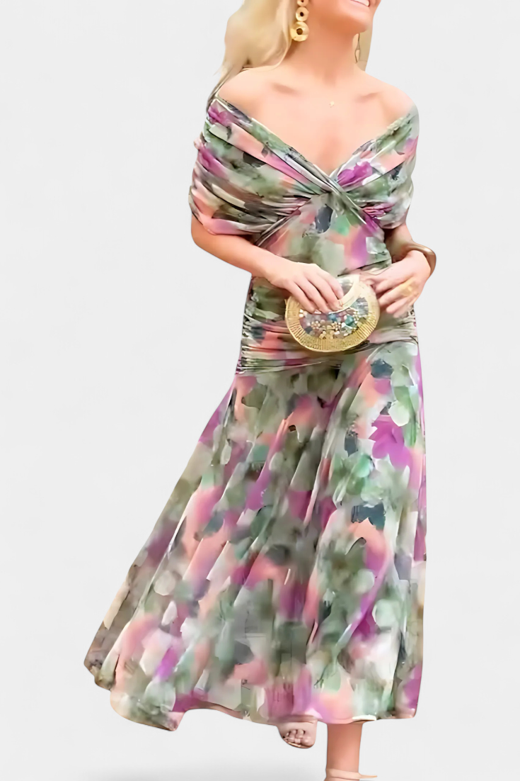 Calirae | Women's Floral V-Neck Midi Dress