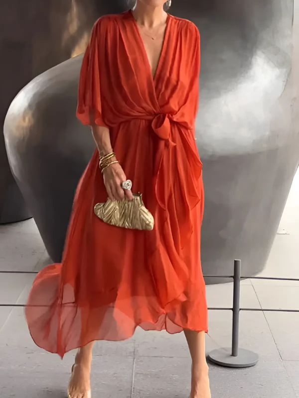 Senya | Women's Wrap Tie Midi Dress