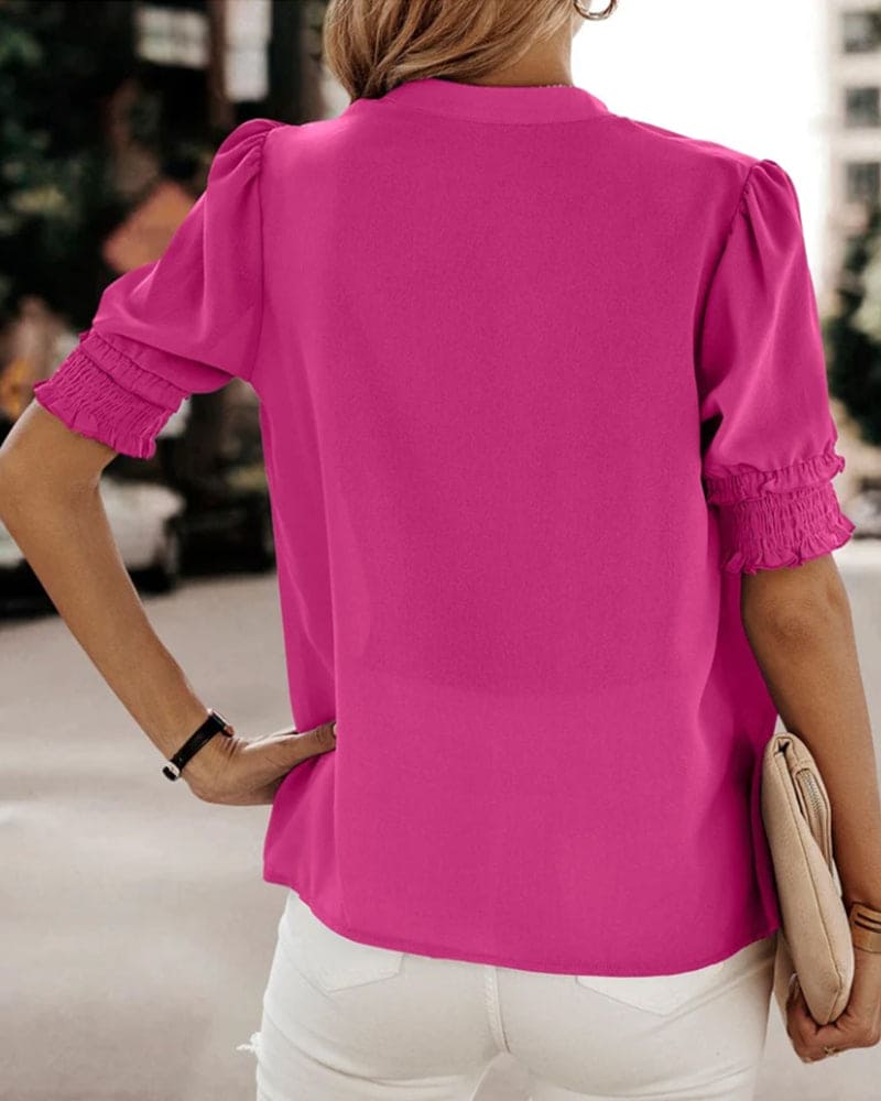 Narcissa | Women's Chic V-Neck Puff Sleeve Blouse