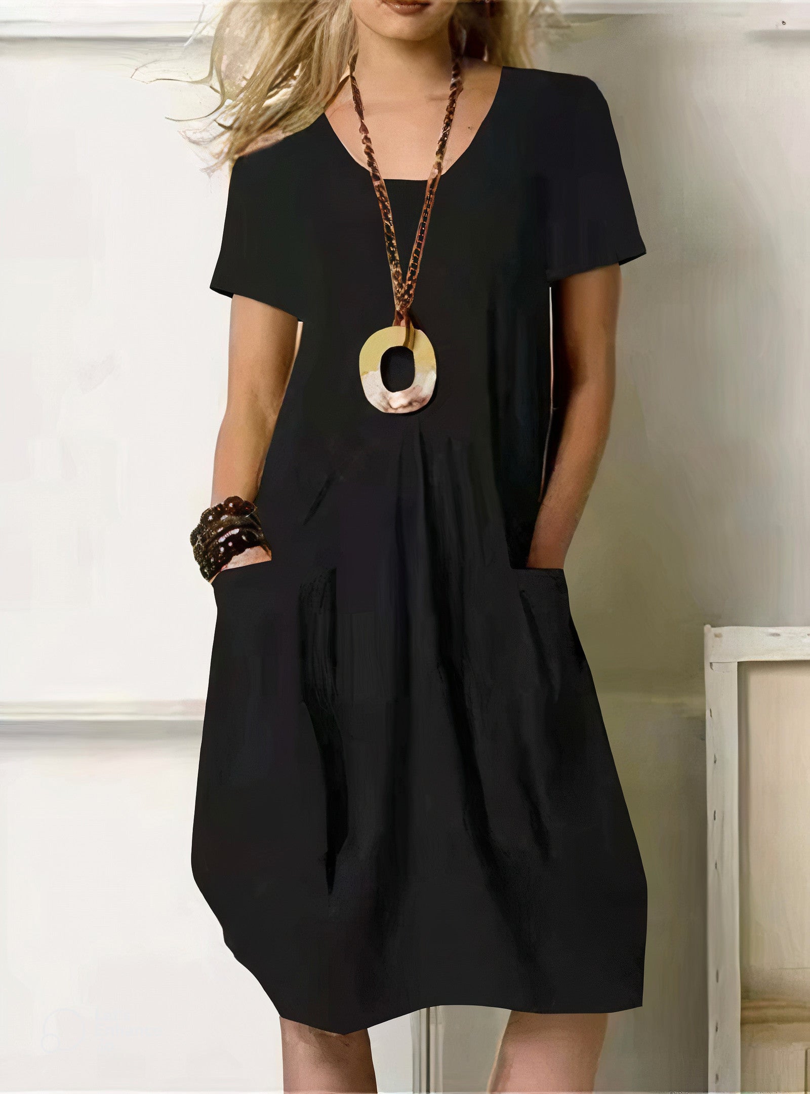 Ianthe | Women's Casual Pleated Pocket Midi Dress