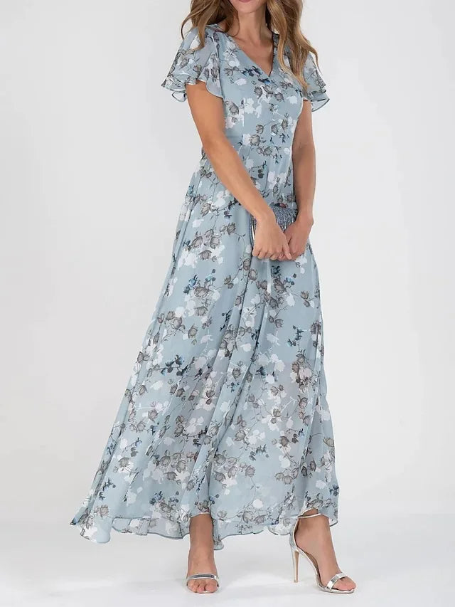 Calloway | Women's Floral Ruffle-Sleeve Wrap Maxi Dress