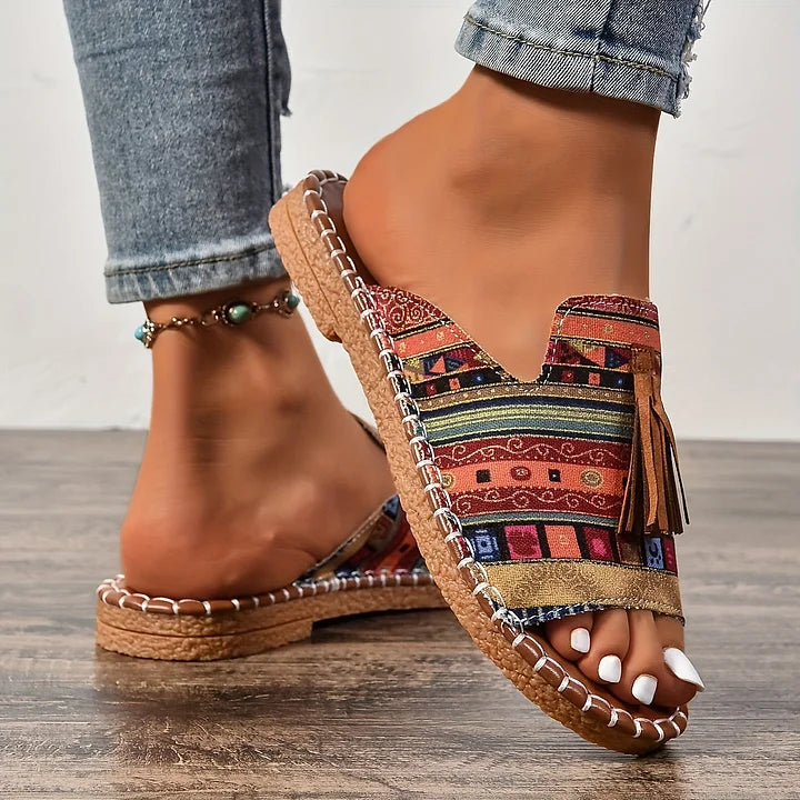 Fionnuala | Women's Boho Tassel Slide Sandals