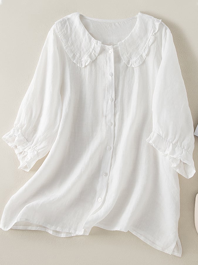 Oryssa | Women's Ruffle Collar Button Blouse