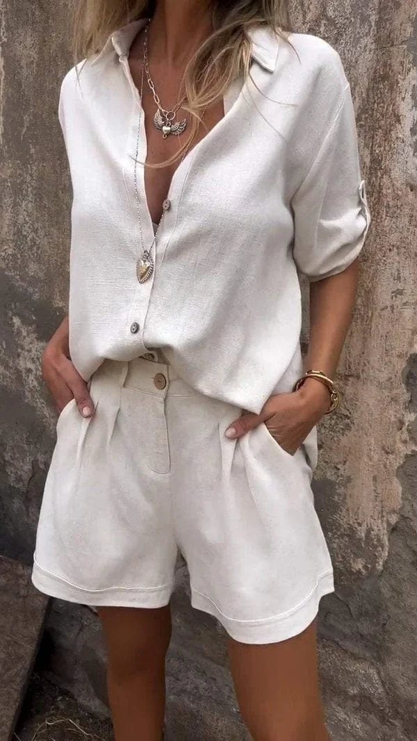 Zola | Women's Casual Button-Up Shorts Set