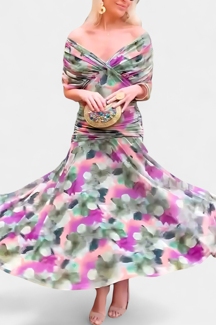 Calirae | Women's Floral V-Neck Midi Dress