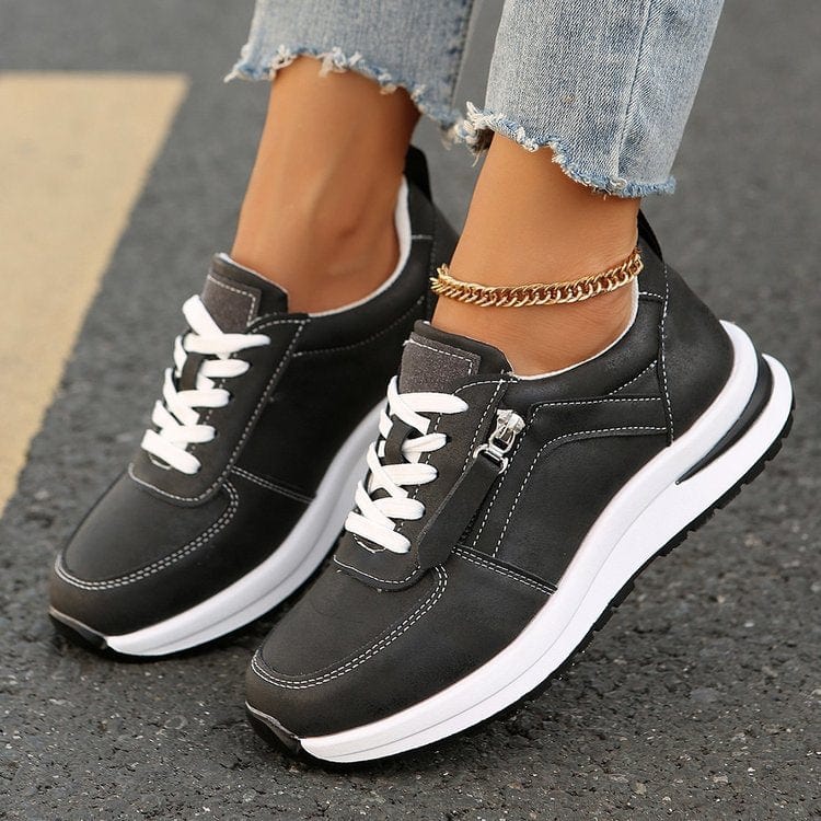 Azmira | Women's Side Zip Lace-Up Sneakers