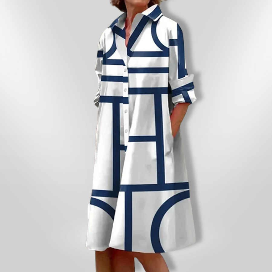 Marisol | Women's Graphic Print Pocketed Midi Dress