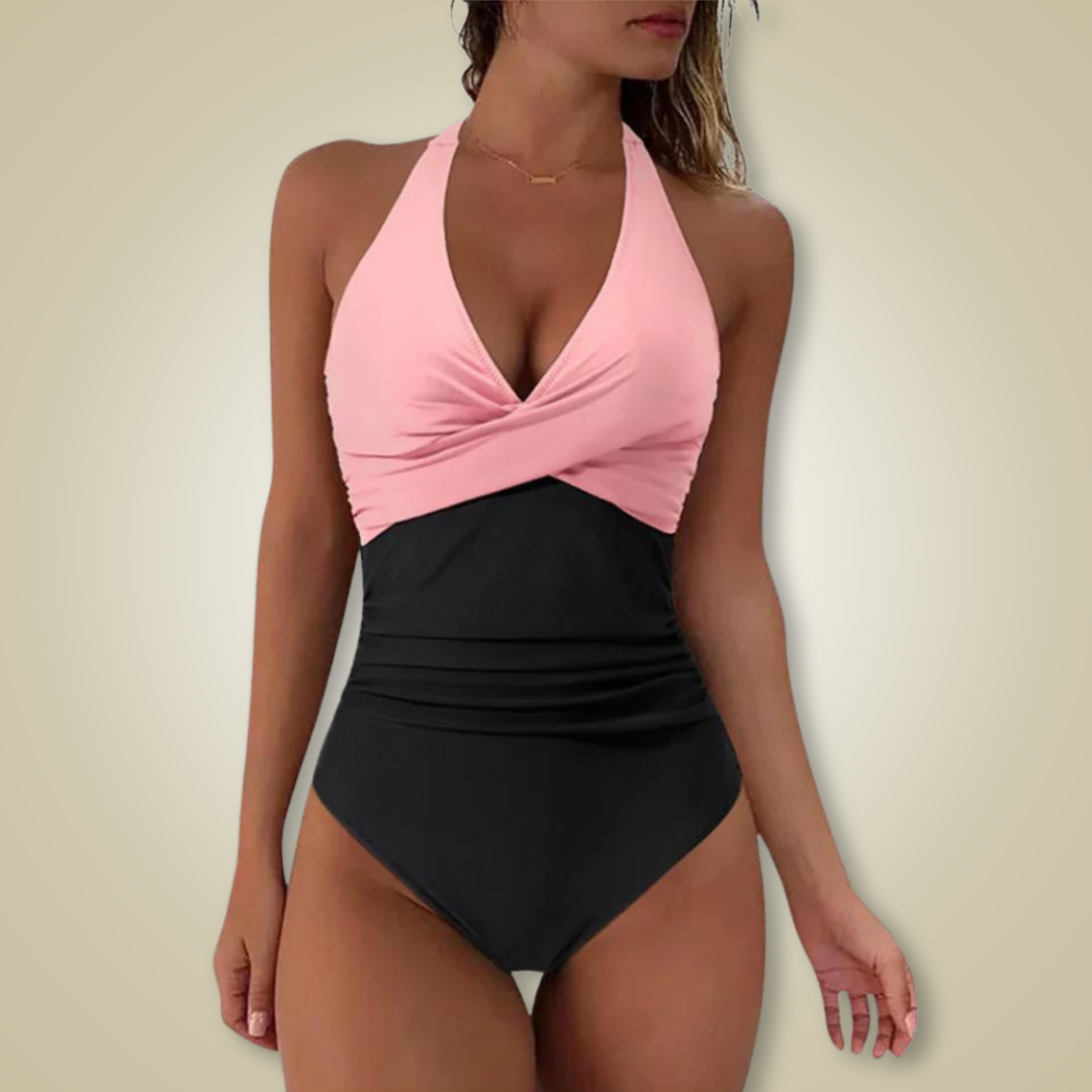 Evangeline | Women's Tropical Print Halter One-Piece Swimsuit