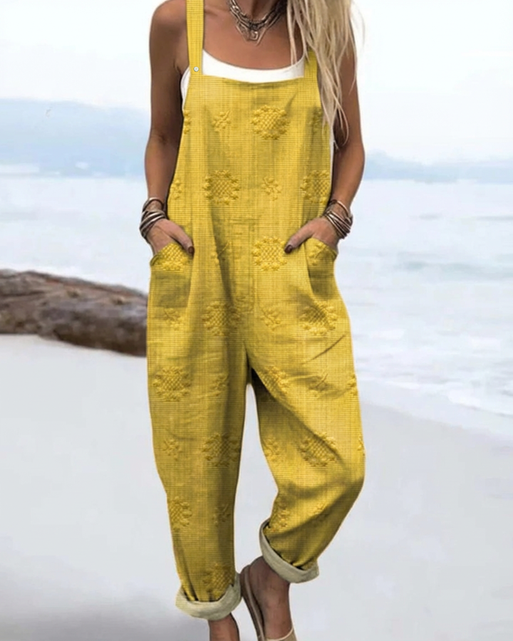 Rowena | Women's Casual Floral-Print Slouchy Dungaree