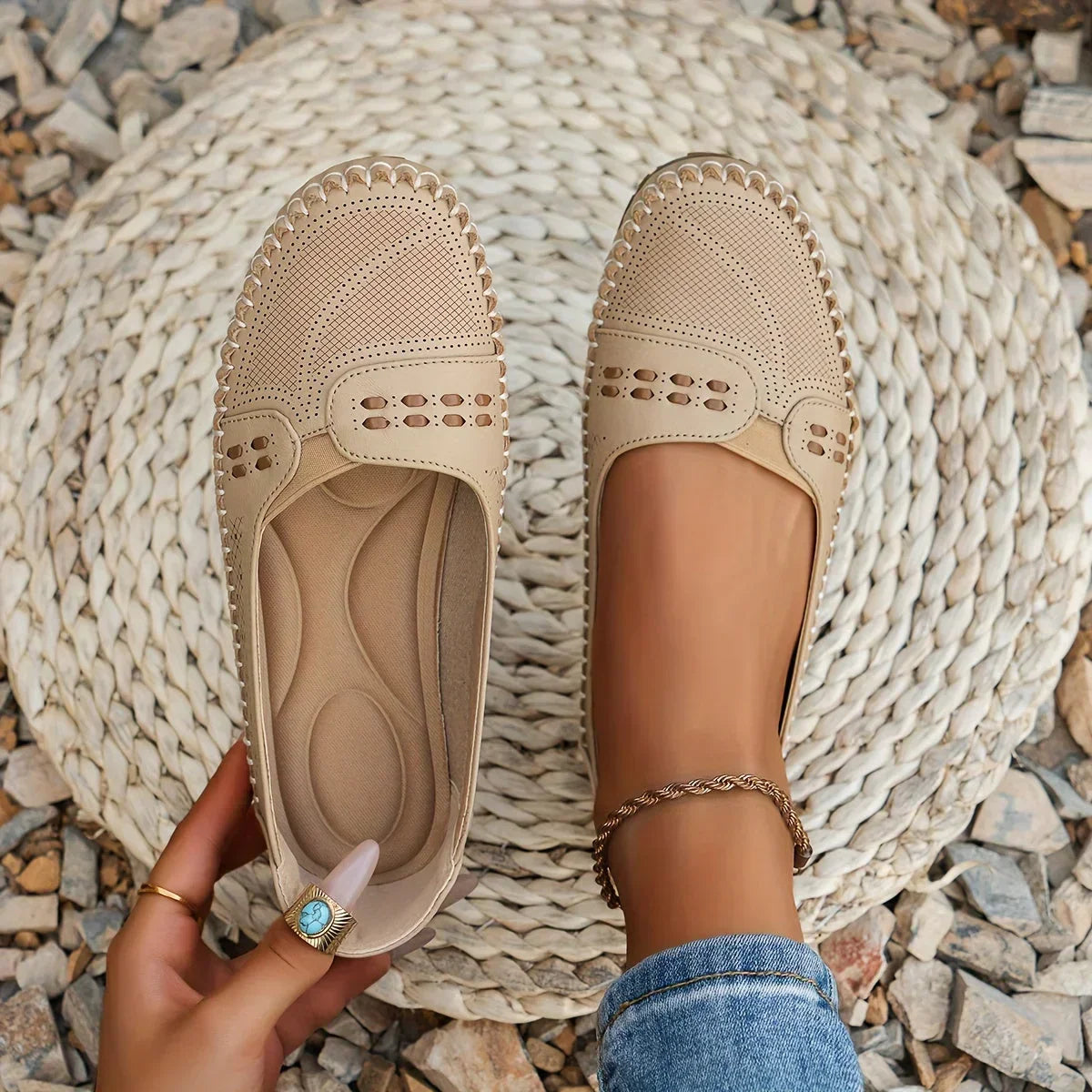 Delphine | Women's Slip-On Stud Detail Loafers