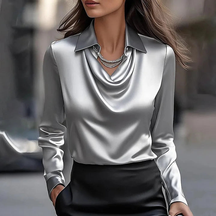 Nolwen | Women's Elegant V-Neck Satin Blouse