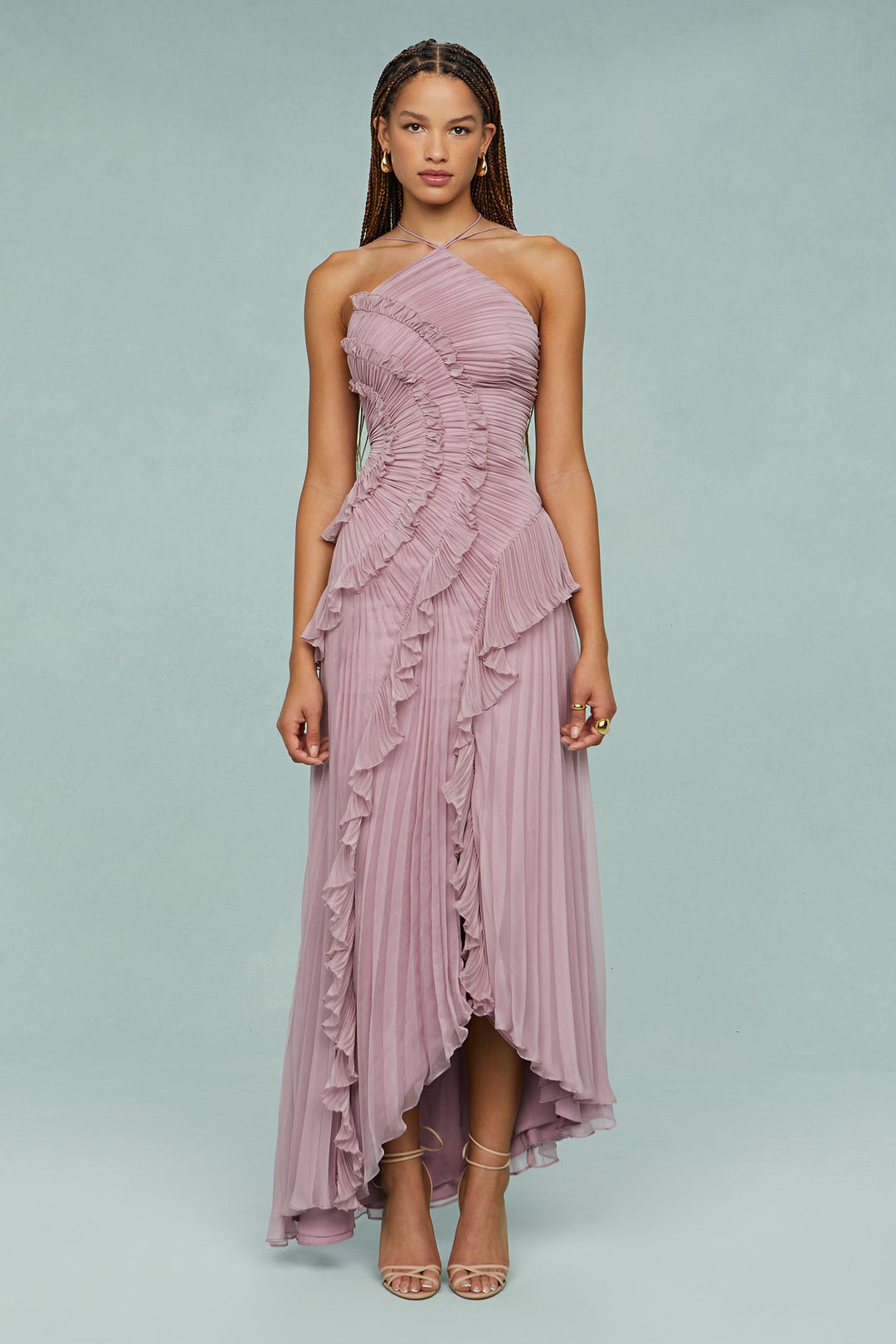 Xanthe | Women's Elegant Halter Ruffle Maxi Dress