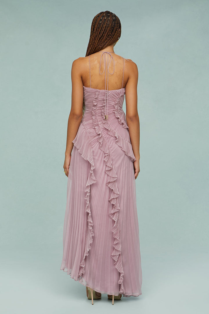 Xanthe | Women's Elegant Halter Ruffle Maxi Dress