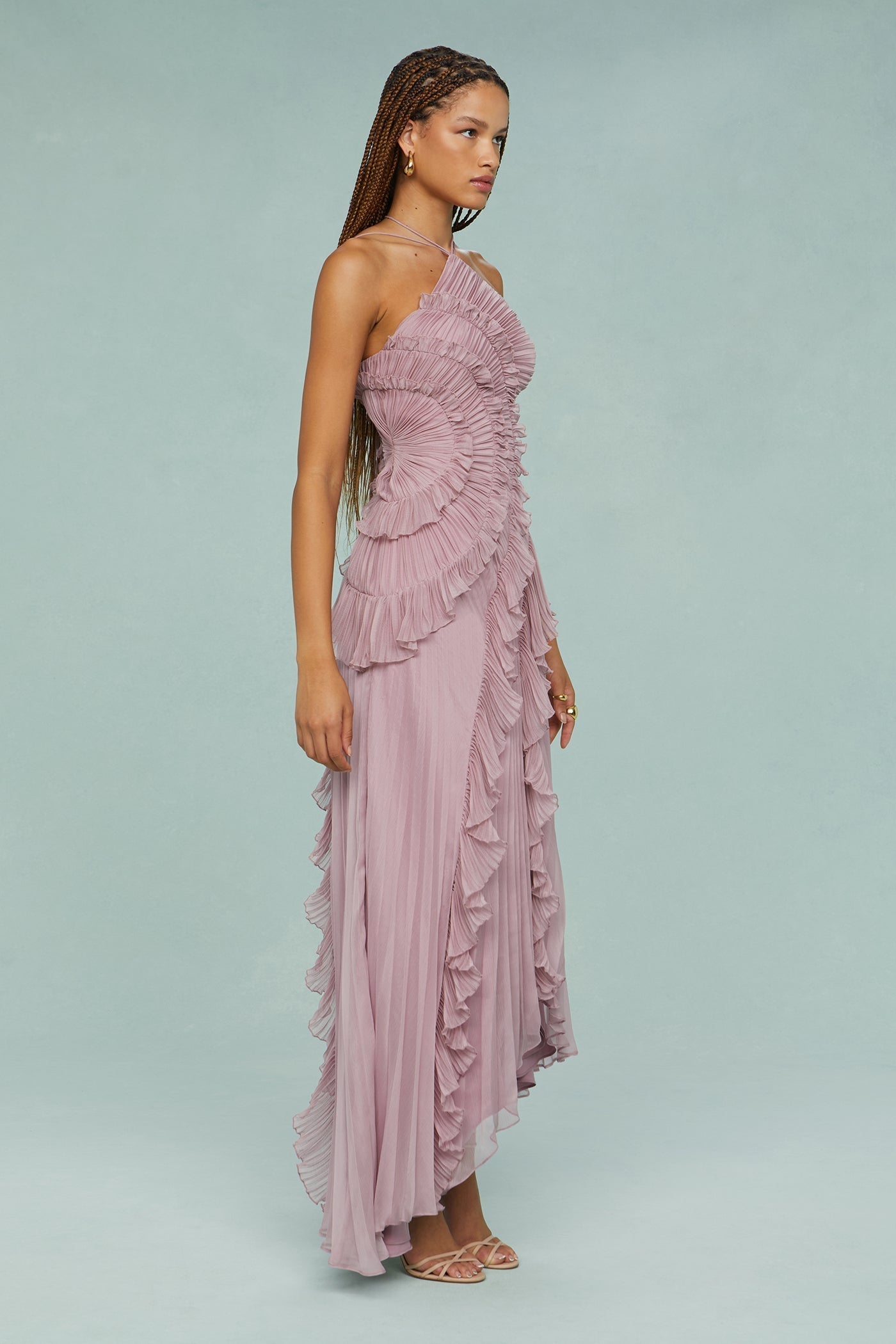 Xanthe | Women's Elegant Halter Ruffle Maxi Dress