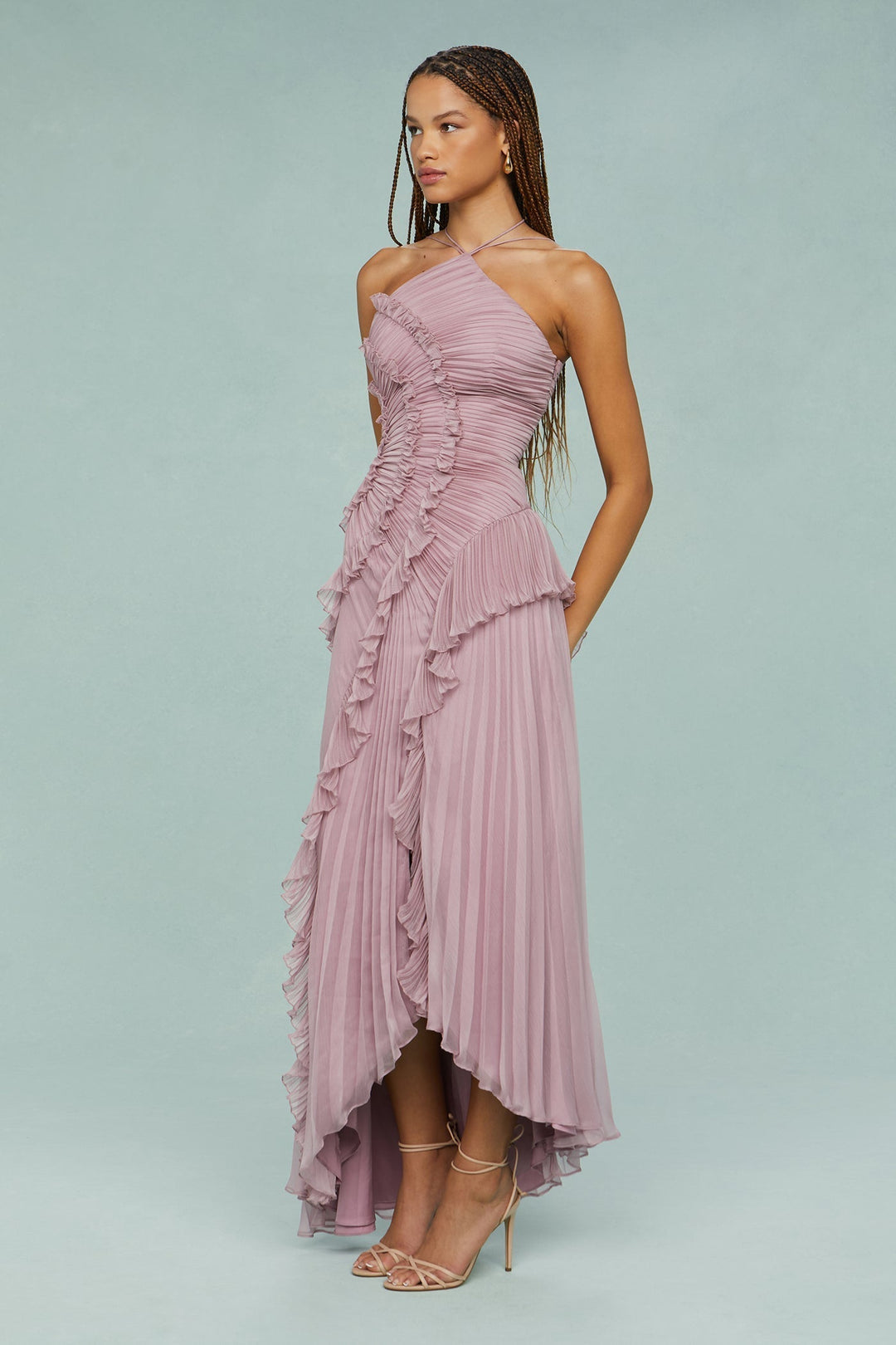 Xanthe | Women's Elegant Halter Ruffle Maxi Dress