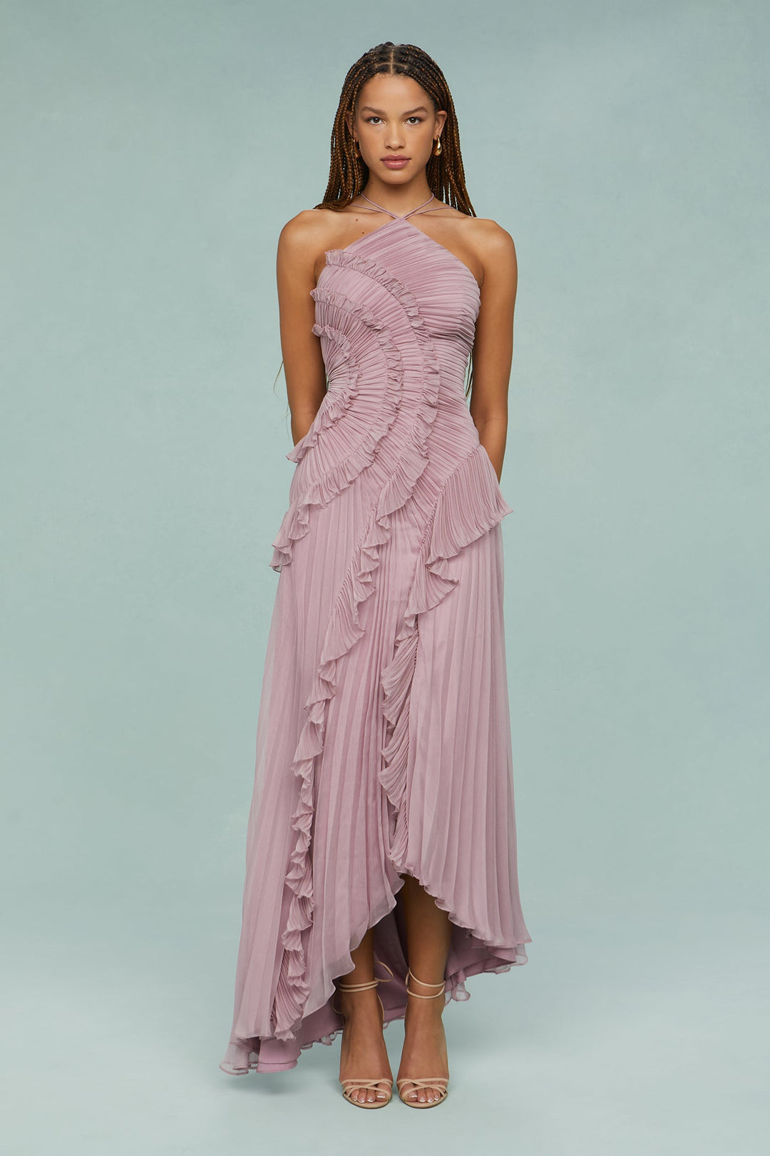 Xanthe | Women's Elegant Halter Ruffle Maxi Dress