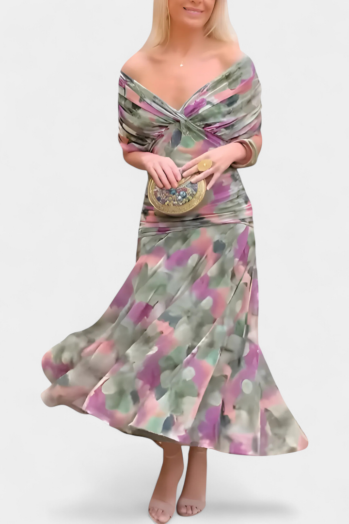 Calirae | Women's Floral V-Neck Midi Dress