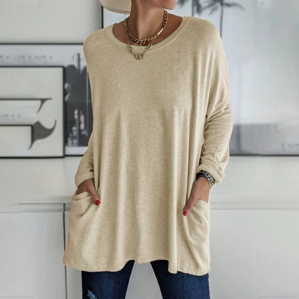 Arisellea | Women's Relaxed Fit V-Neck Long Sleeve Top