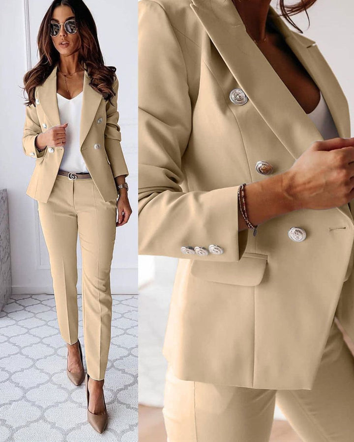 Zelkaia | Women's Double Breasted Blazer & Trouser Suit Set