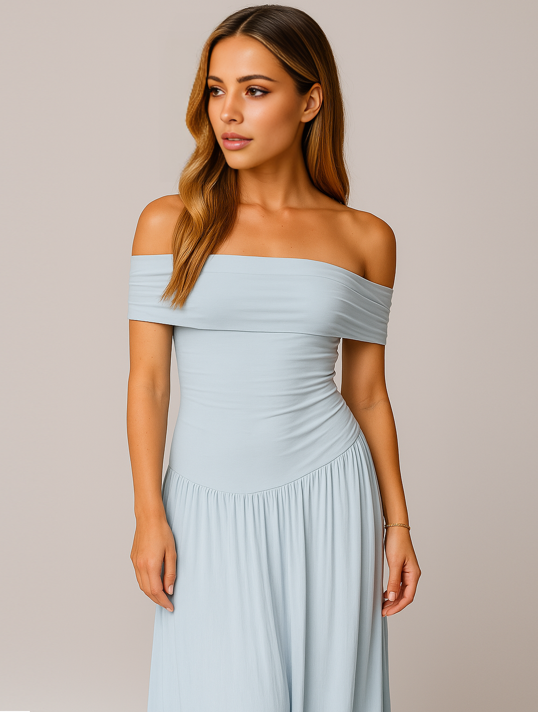 Ophyra | Women's Off-Shoulder Pleated Maxi Dress