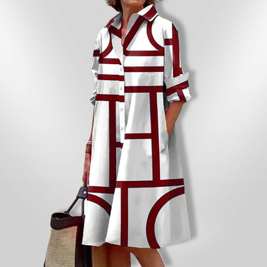 Marisol | Women's Graphic Print Pocketed Midi Dress
