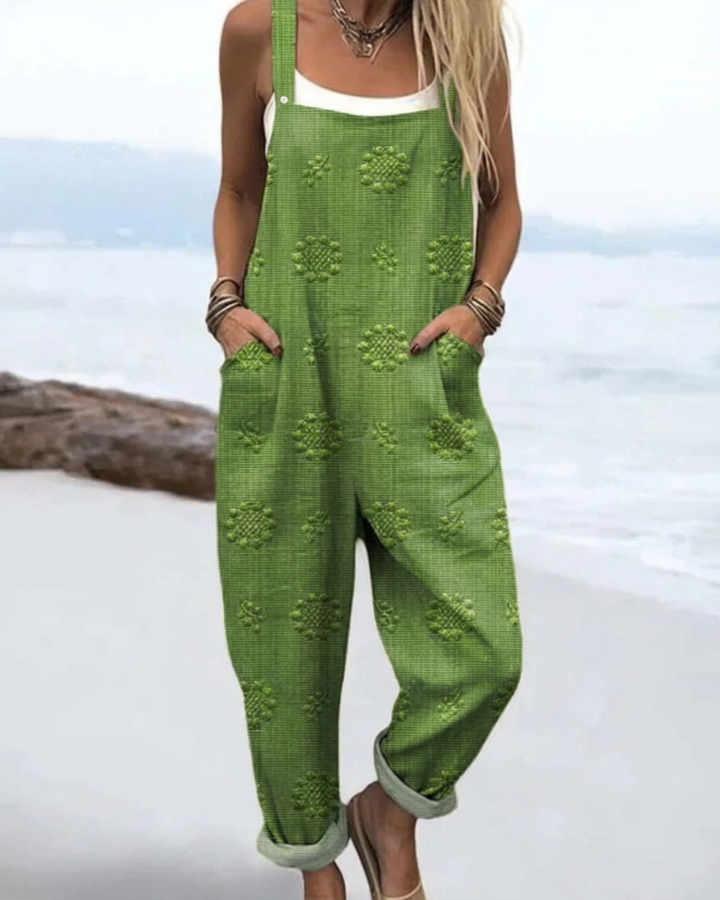 Rowena | Women's Casual Floral-Print Slouchy Dungaree