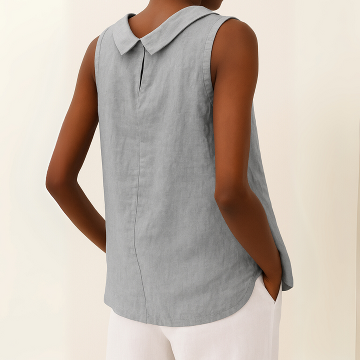 Elka | Women's Sleeveless Roll Collar Top