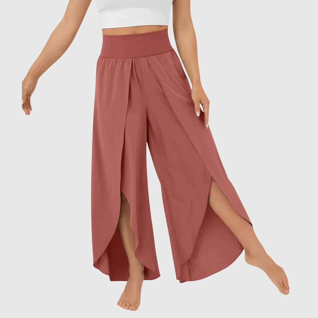 Harielle | Women's Flowy Wide Leg Split Hem Pants