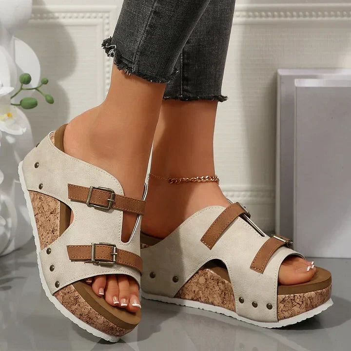 Xiomara | Women's Orthopedic Buckle Wedge Sandals