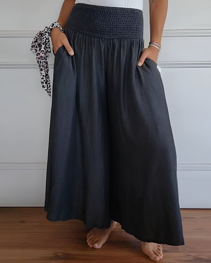 Odette | Women's Smocked Elastic-Waist Wide-Leg Pants