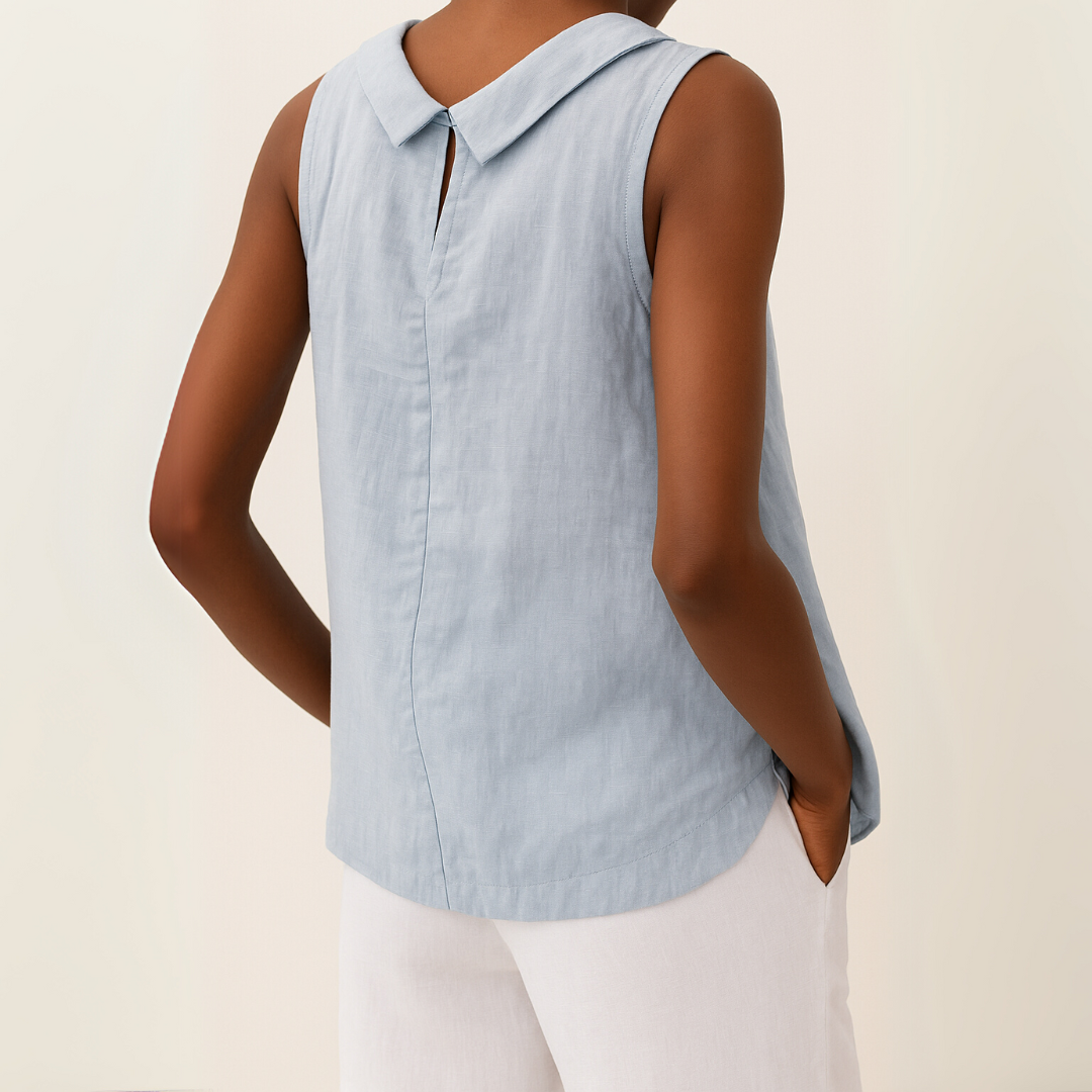 Elka | Women's Sleeveless Roll Collar Top
