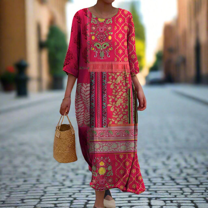 Gethsemane | Women's Boho Ethnic-Print Flowy Midi Dress