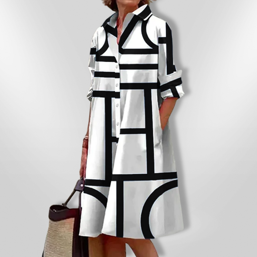 Marisol | Women's Graphic Print Pocketed Midi Dress