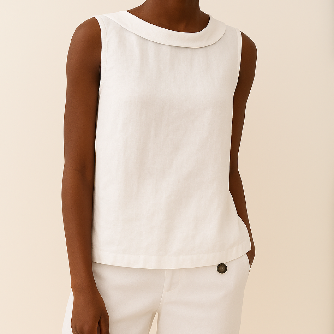 Elka | Women's Sleeveless Roll Collar Top
