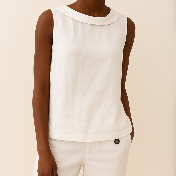 Elka | Women's Sleeveless Roll Collar Top