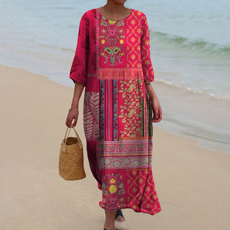 Gethsemane | Women's Boho Ethnic-Print Flowy Midi Dress
