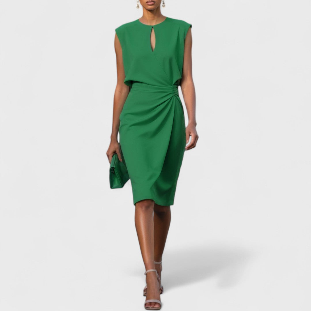Ulyana | Women's Elegant Keyhole Ruched Midi Dress
