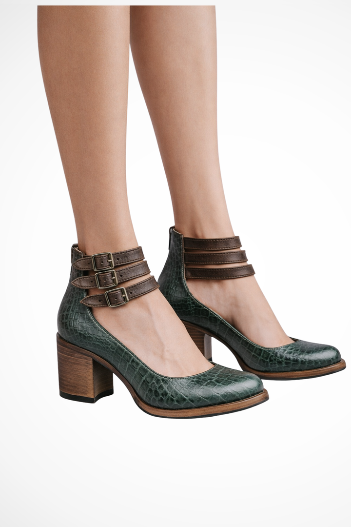 Fionnala | Women's Strappy Double Buckle Ankle Strap Heels