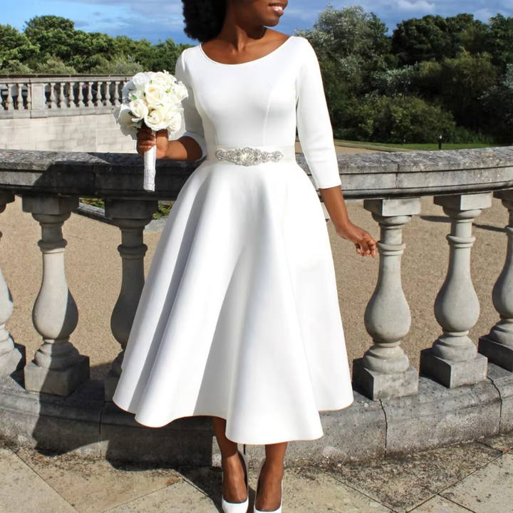 Nexira | Women's A-Line Three-Quarter Sleeve Midi Dress