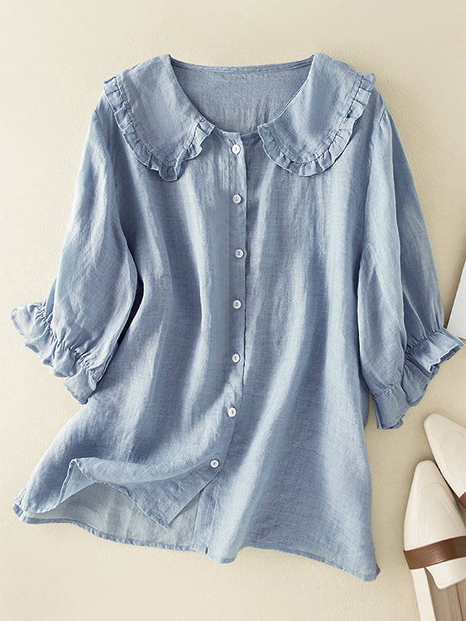 Oryssa | Women's Ruffle Collar Button Blouse