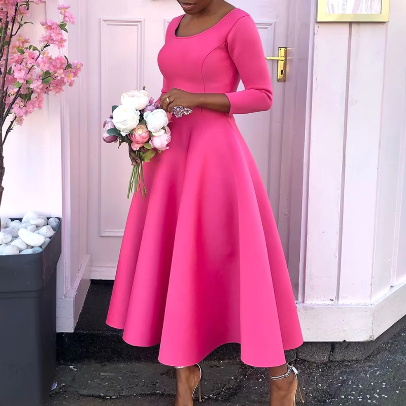 Nexira | Women's A-Line Three-Quarter Sleeve Midi Dress