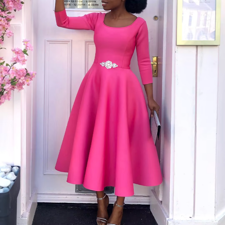 Nexira | Women's A-Line Three-Quarter Sleeve Midi Dress