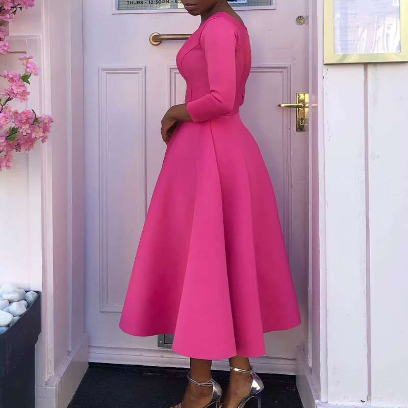 Nexira | Women's A-Line Three-Quarter Sleeve Midi Dress