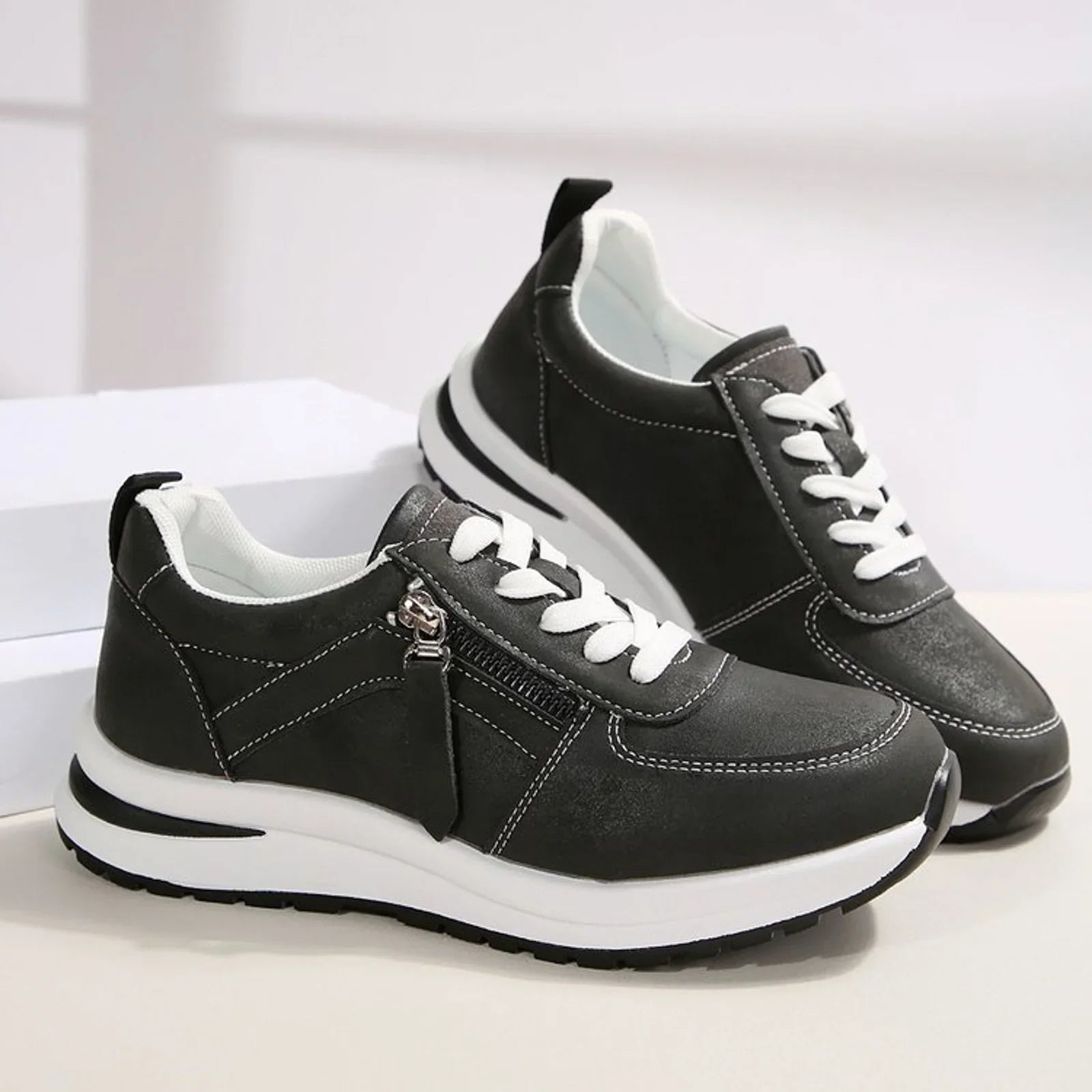 Azmira | Women's Side Zip Lace-Up Sneakers