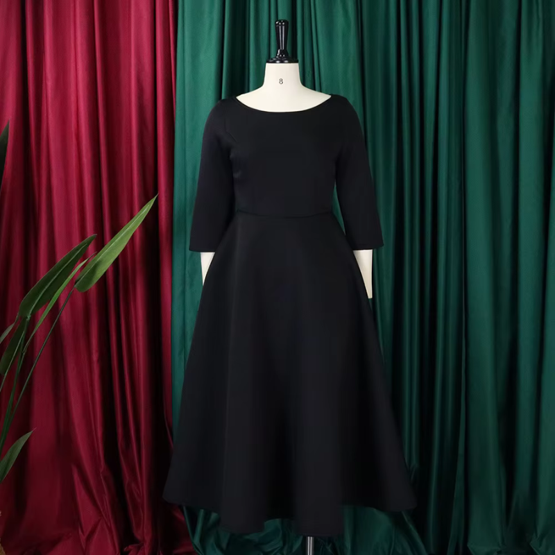 Nexira | Women's A-Line Three-Quarter Sleeve Midi Dress