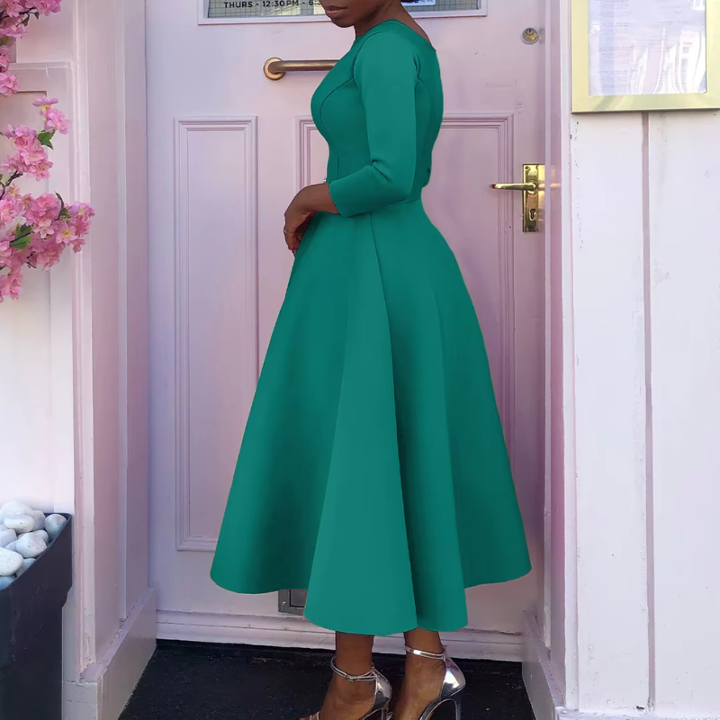 Nexira | Women's A-Line Three-Quarter Sleeve Midi Dress