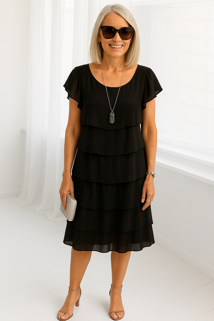 Zelmira | Women's Layered Short Sleeve Midi Dress