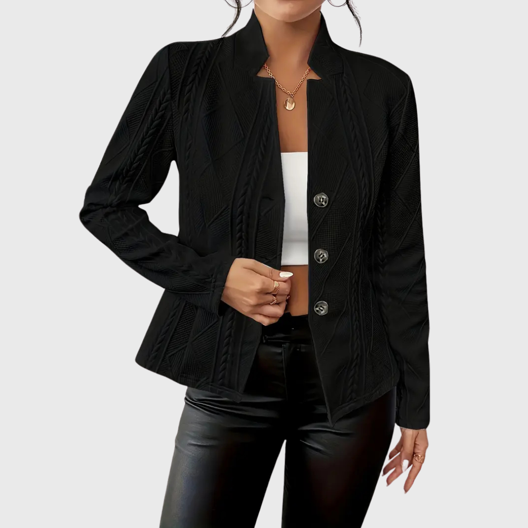 Xavirae | Women's Cable Knit Textured Button-Up Blazer